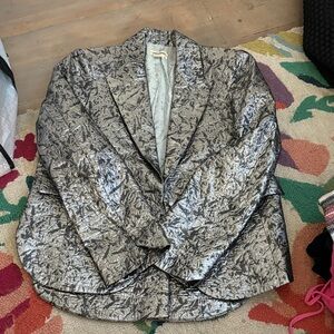 Zadig & Voltaire Metallic Silver Quilted Blazer size 38